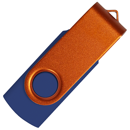 Флеш накопитель USB 2.0 Twister Сolor Mix 16GB, пластик Софт Тач/металл, темно-синий/оранжевый