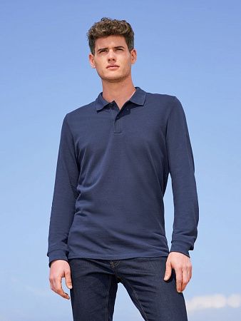 Рубашка поло мужская с длинным рукавом Perfect LSL Men, темно-синяя, размер XL