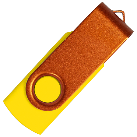 Флеш накопитель USB 2.0 Twister Сolor Mix 16GB, пластик Софт Тач/металл, желтый/оранжевый
