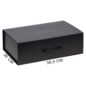 Подарочная коробка, размер 38,5*26*10,5 см, Solution Prestige Big Case Soft с магнитным клапаном и ручкой , с EVA ложементом 36,8*25,1*4 см под индивидуальную вырубку  , черная,