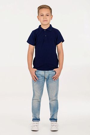 Рубашка поло детская Virma Kids, темно-синяя, размер 8 лет (118-128 см)
