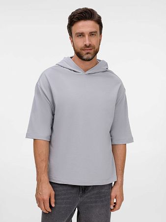 Футболка оверсайз унисекс с капюшоном Neofit, светло-серая, размер M/L
