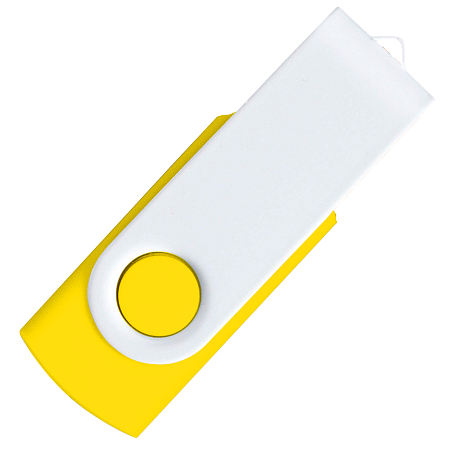 Флеш накопитель USB 2.0 Twister Сolor Mix 16GB, пластик Софт Тач/металл, желтый/белый