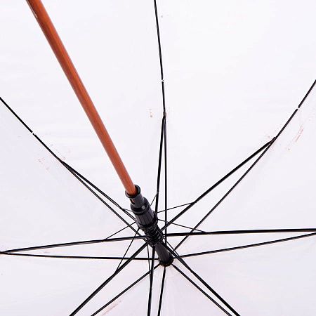 Зонт-трость с деревянной ручкой, полуавтомат; белый; D=103 см, L=90см; полиэстер