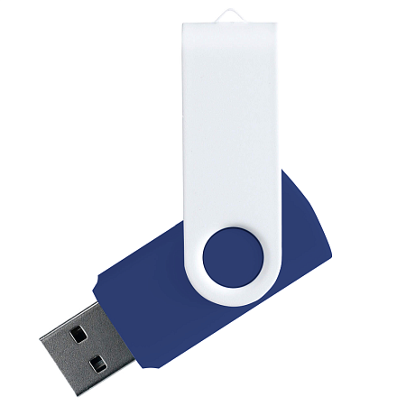 Флеш накопитель USB 2.0 Twister Сolor Mix 16GB, пластик Софт Тач/металл, темно-синий/белый