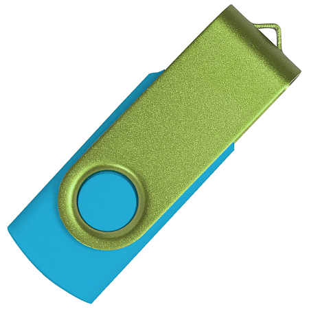 Флеш накопитель USB 2.0 Twister Сolor Mix 16GB, пластик Софт Тач/металл, голубой/светло-зеленый