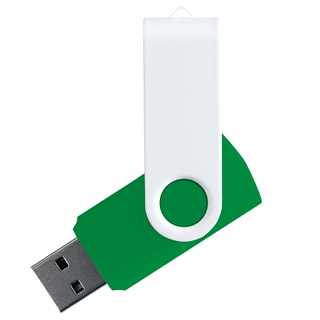 Флеш накопитель USB 2.0 Twister Сolor Mix 16GB, пластик Софт Тач/металл, зеленый/белый