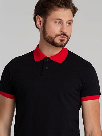 Рубашка поло Prince 190, черная с красным, размер XS