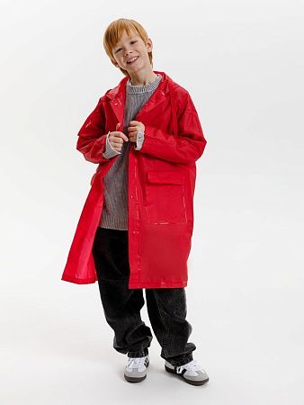 Дождевик детский RainDrop Kids, красный, размер 8 лет (118-128 см)