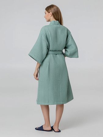 Халат вафельный женский Boho Kimono, зеленая мята, размер M