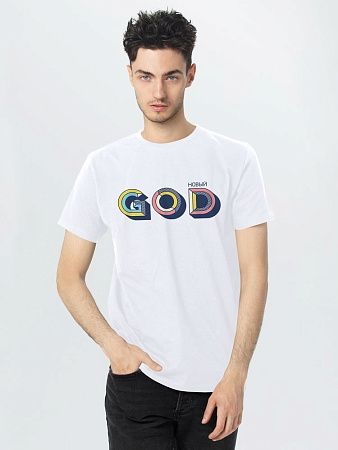 Футболка мужская «Новый GOD», белая, размер S