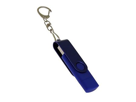 USB 2.0- флешка на 128 Гб с поворотным механизмом и дополнительным разъемом Type-C