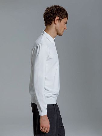 Рубашка поло мужская с длинным рукавом Terrazzo, белая, размер 2XL/3XL