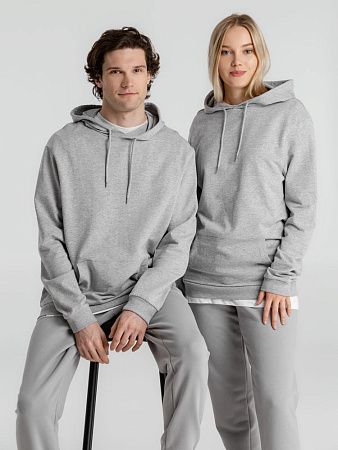 Толстовка с капюшоном унисекс Hoodie, серый меланж, размер XS