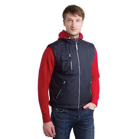 Жилет мужской PORTUGAL, темно-синий, 2XL, осн.ткань:100% полиэстер; подкладка:100% флис, 200 г/м2