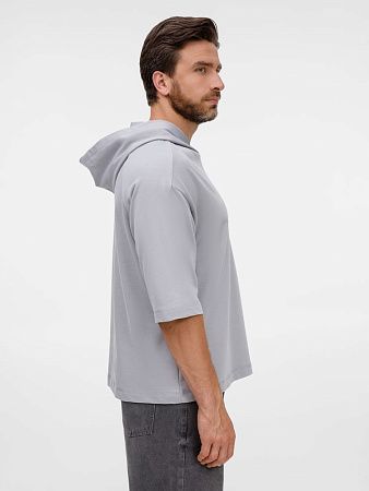 Футболка оверсайз унисекс с капюшоном Neofit, светло-серая, размер M/L