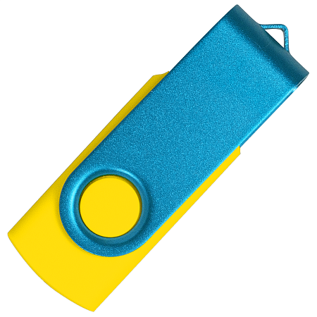 Флеш накопитель USB 2.0 Twister Сolor Mix 16GB, пластик Софт Тач/металл, желтый/голубой