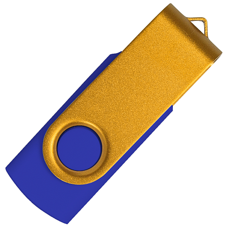 Флеш накопитель USB 2.0 Twister Сolor Mix 16GB, пластик Софт Тач/металл, синий/желтый