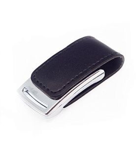 Флеш накопитель Shine, USB 2.0 64GB, металл/кожзам, серебро/черный