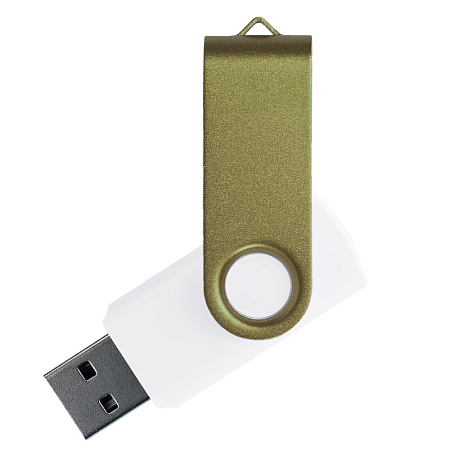 Флеш накопитель USB 2.0 Twister Сolor Mix 16GB, пластик Софт Тач/металл, белый/оливковый