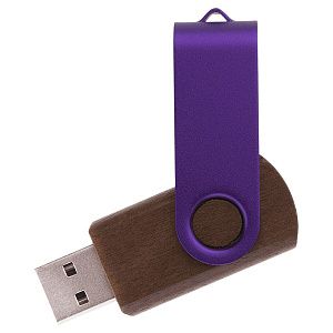 Флешка TWIST WOOD COLOR Темное дерево с фиолетовым 4014.32.11.4ГБ